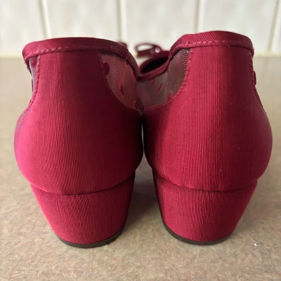 Salvatore Ferragamo Satin Vara Bow Mesh Polka Dot Preppy Luxury Office Heels 7.5 - Picture 6 of 9